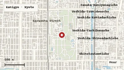 Map of the area around Kyoto Gyoen National Garden in Kamigyo