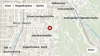 Map of the area around Maruyama Park (Kyoto) in Gion / Higashiyama