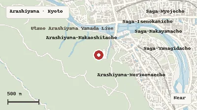 Map of the area around Arashiyama Monkey Park Iwatayama in Arashiyama
