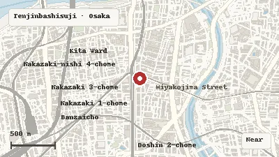 Map of the area around Osaka Museum of Housing and Living in Tenjinbashisuji