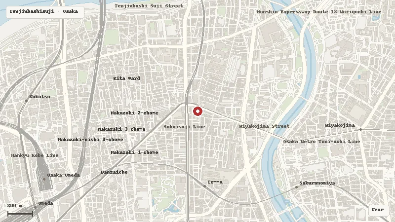Map of the area around Osaka Museum of Housing and Living in Tenjinbashisuji