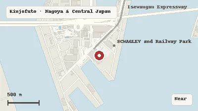 Map of the area around SCMAGLEV and Railway Park in Kinjofuto