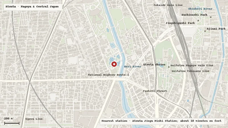 Map of the area around Shirotori Garden in Atsuta
