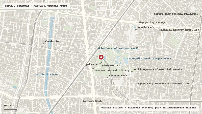Map of the area around Tsuruma Park in Showa / Tsurumai