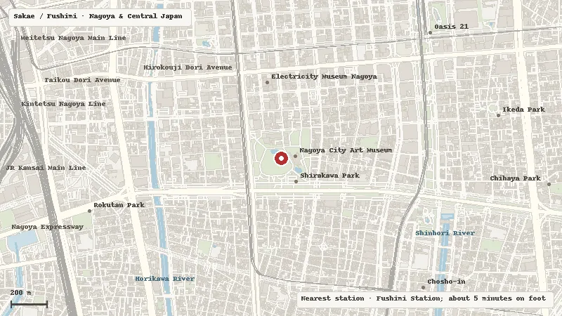 Map of the area around Shirakawa Park in Sakae / Fushimi