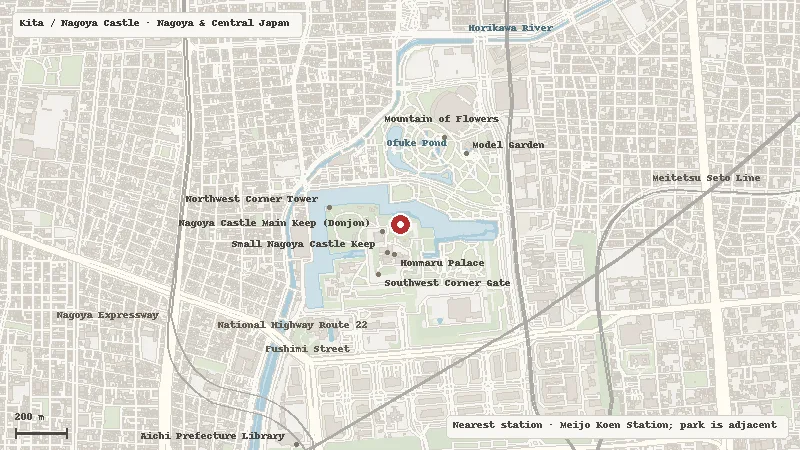 Map of the area around Meijo Park in Kita / Nagoya Castle