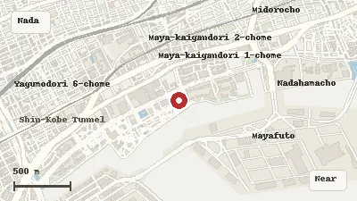 Map of the area around Hyogo Prefectural Museum of Art in Nada / HAT Kobe