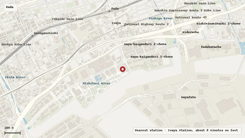 Map of the area around Hyogo Prefectural Museum of Art in Nada / HAT Kobe