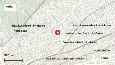 Map of the area around Kobe Oji Zoo in Nada