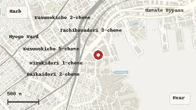 Map of the area around Kobe Harborland in Harborland