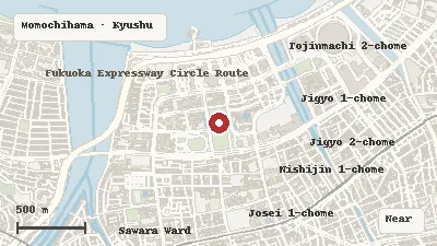 Map of the area around Fukuoka City Museum in Momochihama