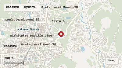 Map of the area around Kyushu National Museum in Dazaifu