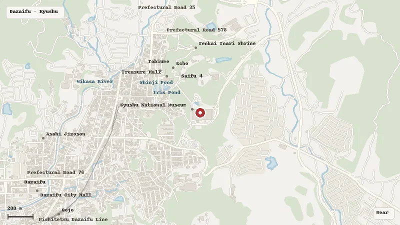 Map of the area around Kyushu National Museum in Dazaifu