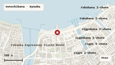 Map of the area around Momochi Seaside Park in Momochihama