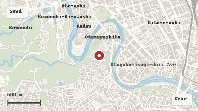Map of the area around Zuihoden in Sendai / Aoba