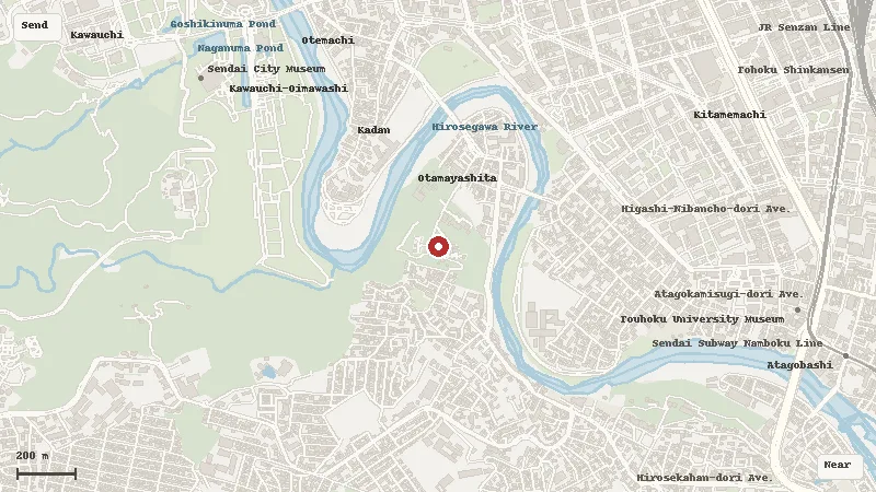 Map of the area around Zuihoden in Sendai / Aoba