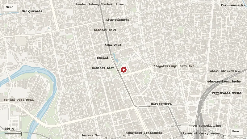 Map of the area around Kotodai Park in Sendai / Aoba