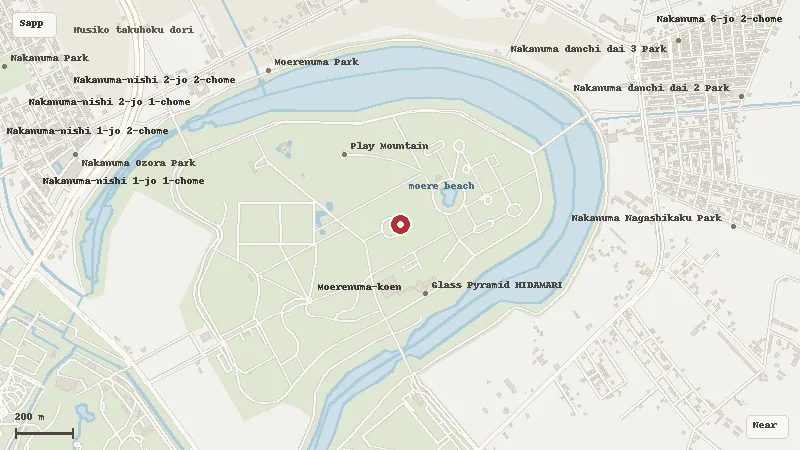Map of the area around Moerenuma Park in Sapporo / Higashi