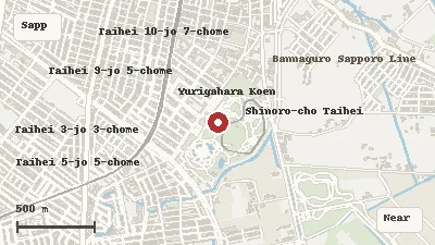 Map of the area around Yurigahara Park in Sapporo / Kita