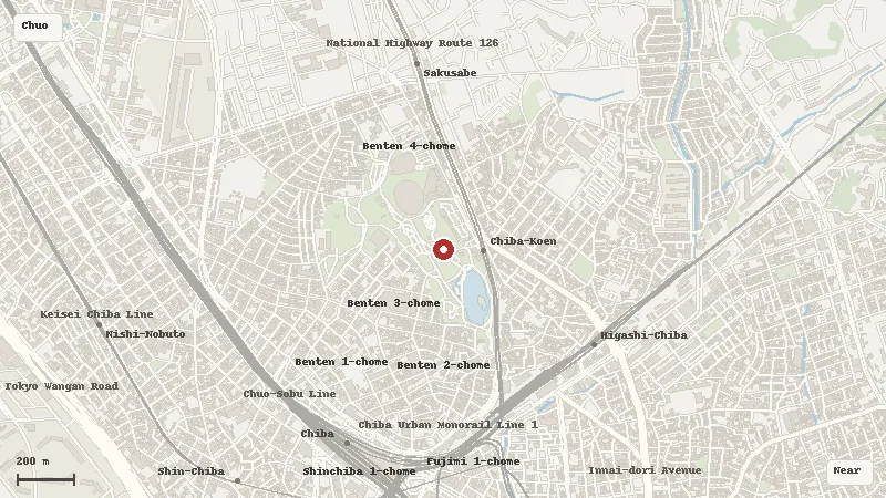 Map of the area around Chiba Park in Chuo / Benten