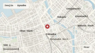 Map of the area around Tenjin Central Park in Tenjin