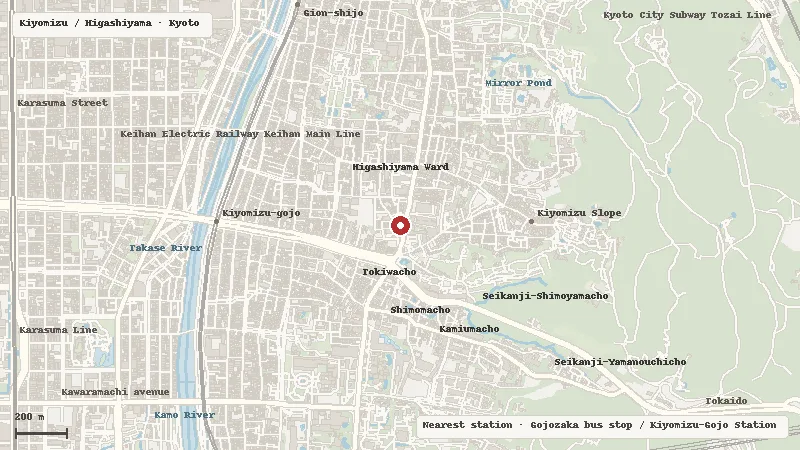 Map of the area around Kyoto Kimono Rental MOCOMOCO Kiyomizu-dera in Kiyomizu / Higashiyama
