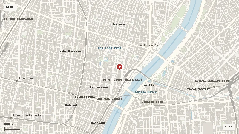 Map of the area around VASARA Kimono Rental Sensoji Store in Asakusa / Senso-ji