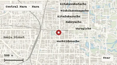 Map of the area around Nara Kimono Rental Minori in Central Nara