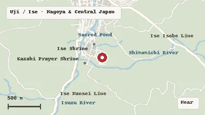 Map of the area around Okage Yokocho in Uji / Ise