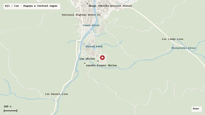 Map of the area around Okage Yokocho in Uji / Ise