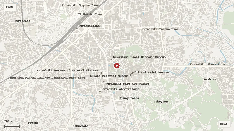Map of the area around Kurashiki Bikan Historical Quarter in Kurashiki / Okayama