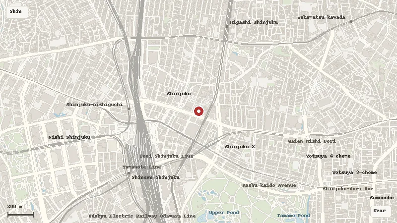 Map of the area around Samurai Museum TOKYO Shinjuku With Experience in Shinjuku 5-chome