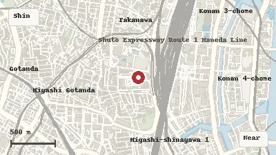 Map of the area around Maxell Aqua Park Shinagawa in Shinagawa / Takanawa