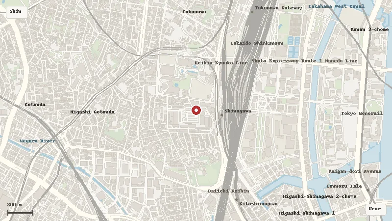 Map of the area around Maxell Aqua Park Shinagawa in Shinagawa / Takanawa