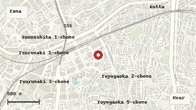 Map of the area around Sanrio Puroland in Tama Center