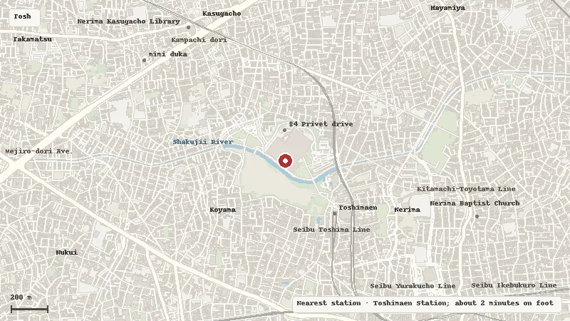 Map of the area around Warner Bros. Studio Tour Tokyo – The Making of Harry Potter in Toshimaen / Nerima