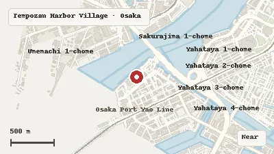 Map of the area around Tempozan Giant Ferris Wheel in Tempozan Harbor Village