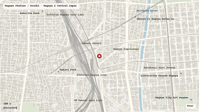 Map of the area around Sky Promenade – Midland Square in Nagoya Station / Meieki