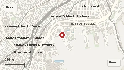 Map of the area around Kobe Port Tower in Meriken Park / Kobe Waterfront