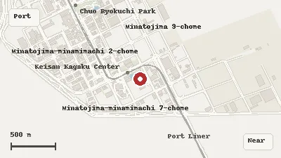 Map of the area around Kobe Animal Kingdom in Port Island