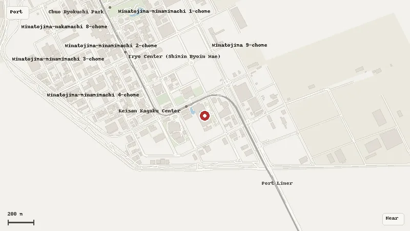 Map of the area around Kobe Animal Kingdom in Port Island