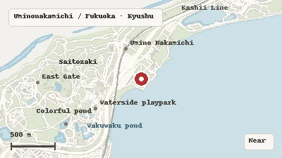 Map of the area around Marine World Uminonakamichi in Uminonakamichi / Fukuoka