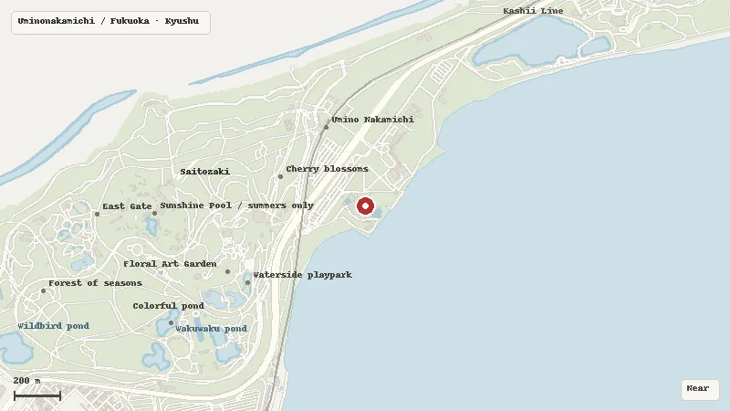 Map of the area around Marine World Uminonakamichi in Uminonakamichi / Fukuoka