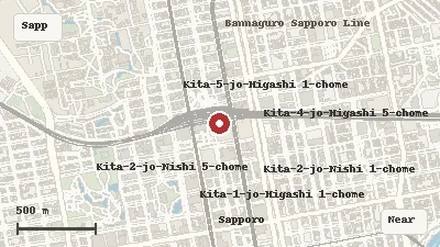 Map of the area around JR Tower Observation Deck T38 in Sapporo Station