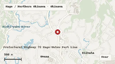 Map of the area around Okinawa Fruits Land in Nago / Northern Okinawa