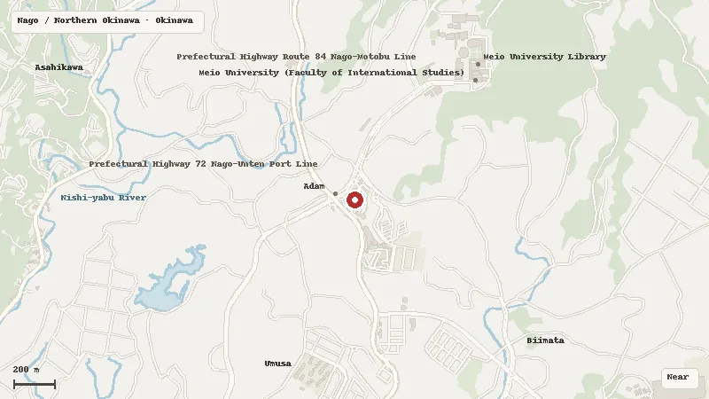 Map of the area around Okinawa Fruits Land in Nago / Northern Okinawa