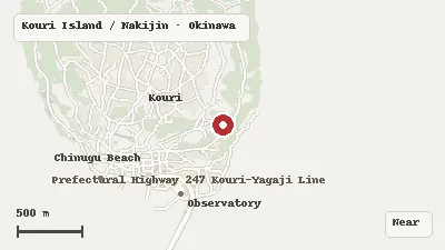 Map of the area around Kouri Ocean Tower in Kouri Island / Nakijin