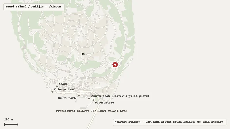Map of the area around Kouri Ocean Tower in Kouri Island / Nakijin
