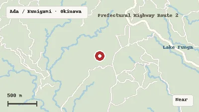 Map of the area around Yanbaru Kuina Ecology Center (Kuina no Mori) in Ada / Kunigami