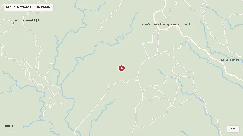 Map of the area around Yanbaru Kuina Ecology Center (Kuina no Mori) in Ada / Kunigami